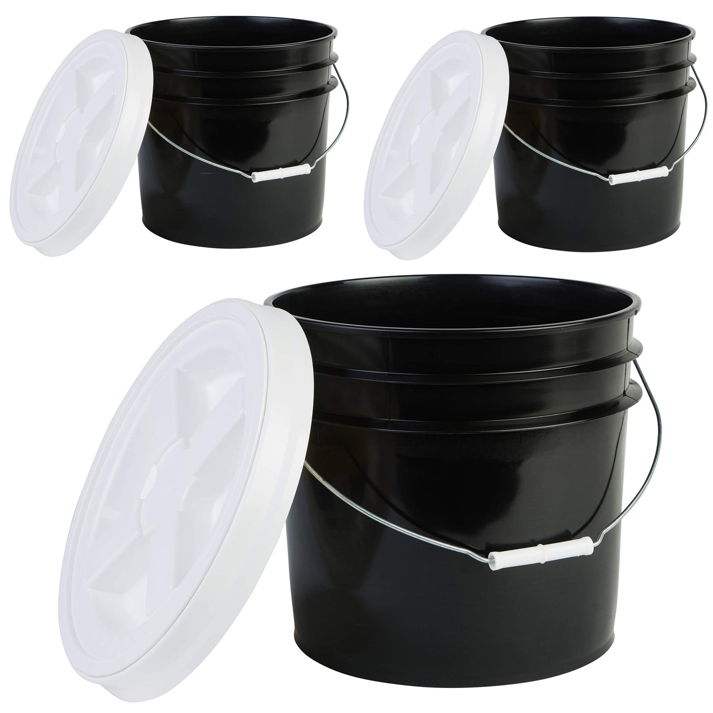  Consolidated Plastics 3.5 Gallon White Food Grade Buckets +  Black Gamma Seal Lids, BPA Free Container Storage, Durable HDPE Pails, Made  in USA (3 Pack) : Industrial & Scientific